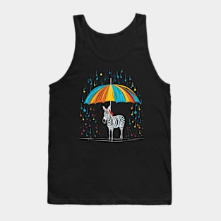 Zebra Rainy Day With Umbrella Tank Top